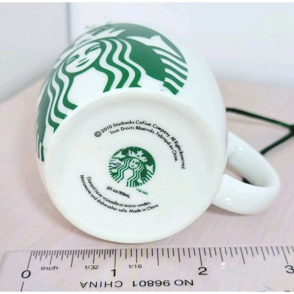 Starbucks 2010 Mini Demitasse Coffee Cup Mug 3 oz Green Siren Mermaid Ornament - Picture 5 of 6